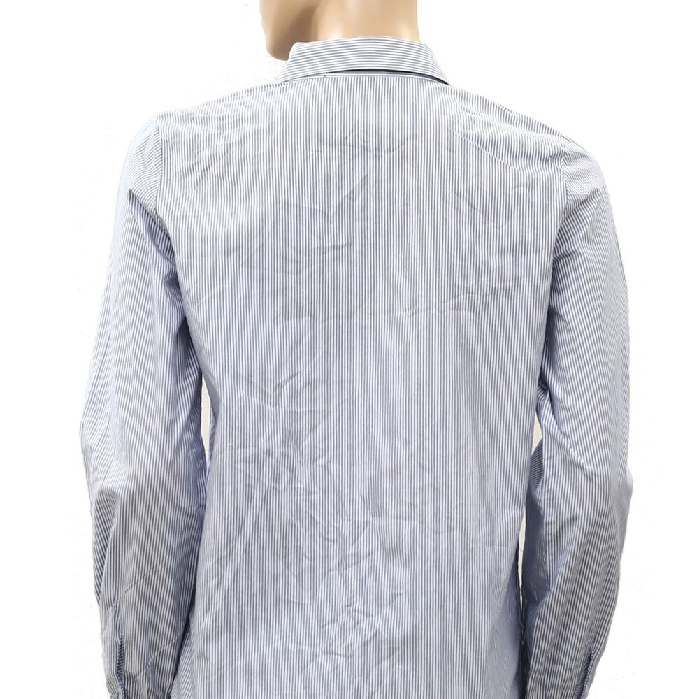 Nili Lotan Shirt Tunic Top Buttondown Ruffle Striped Printed Cotton S 288624 - Picture 6 of 6